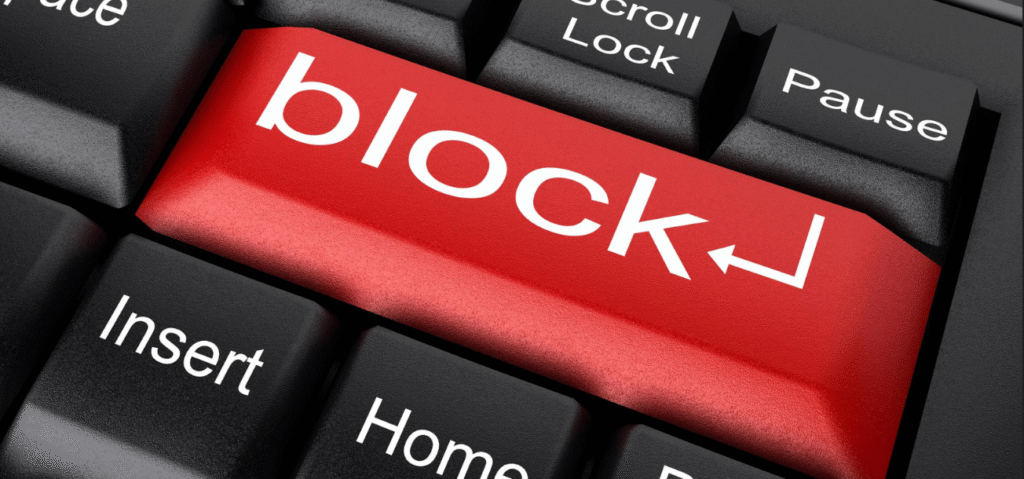 imaxe dun teclado cun botón "Block"